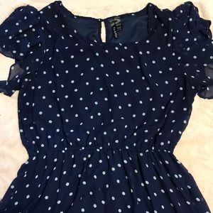 Navy and white polka dot dress